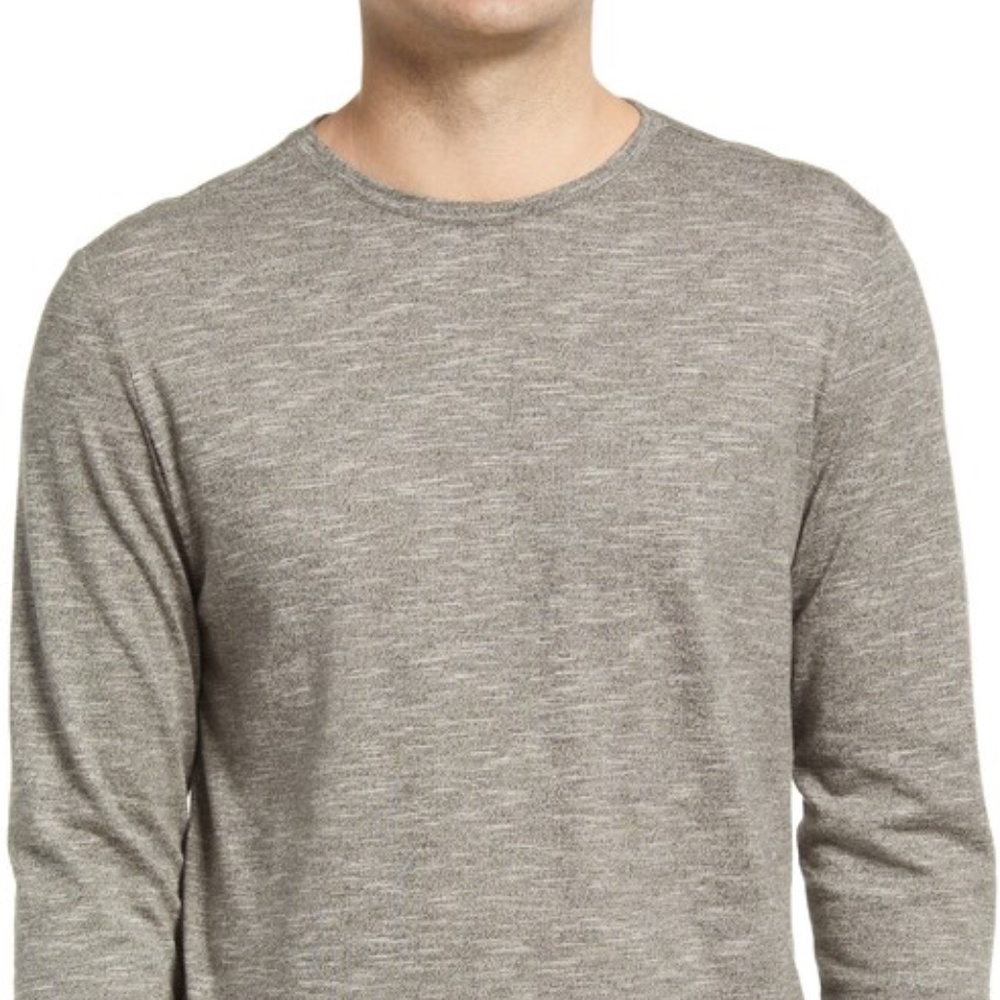 NWT Robert Barakett Men's Charcoal Sandon Long Sleeve Crewneck Shirt Sz. Large
